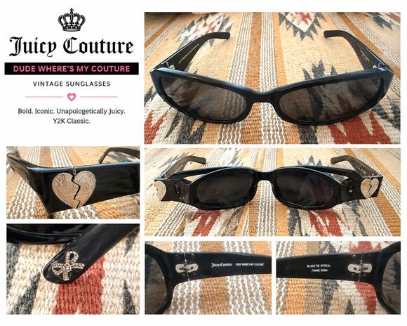 Vintage Juicy Couture Dude Where\'s My Couture RX Eyeglass Frames Black Y2K ~ EUC main image 5